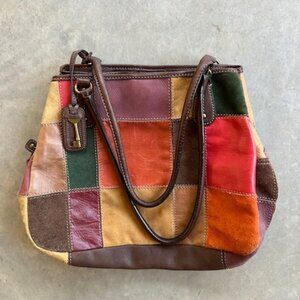 Vintage Fossil Suede and Leather Patchwork Bag
